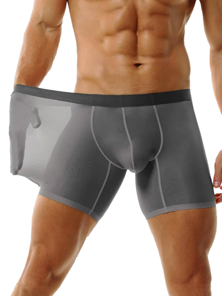 Men's Ice Silk Athletic Long Boxer Briefs
