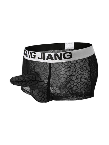 2 Pack Men's Ice Silk Lace Solid Sexy Trunks