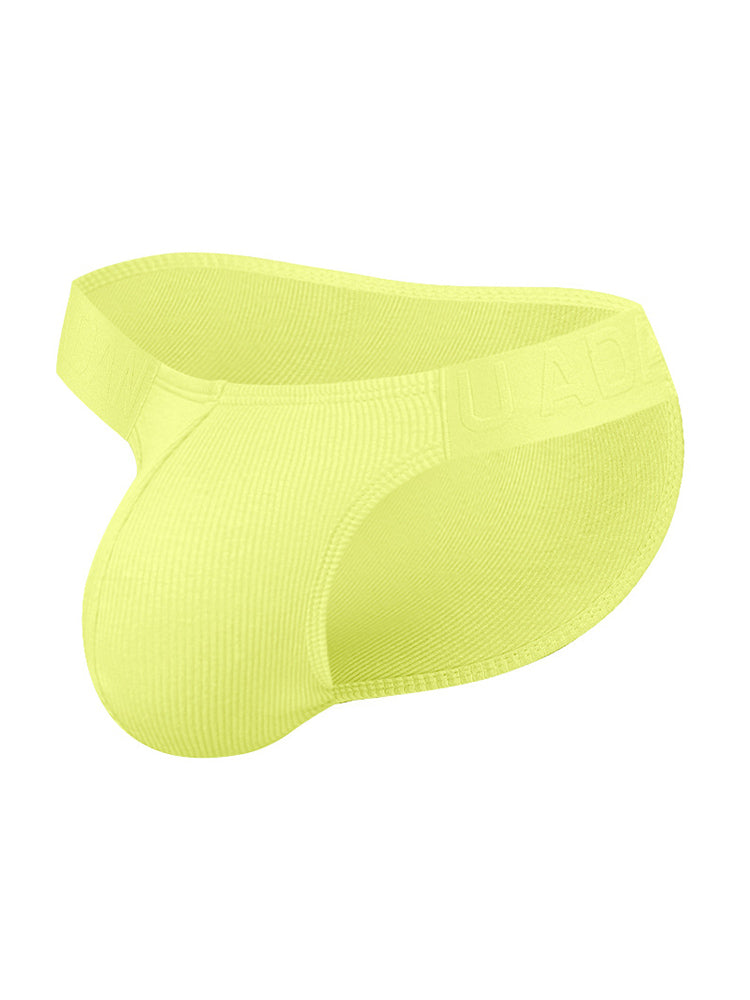 2 Pack Men's Solid Color Ribbed Cotton Sports Butt-Lifting Bikini