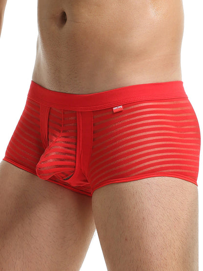 Men's Sexy Striped Hollow Jockstrap With Separate Pouch