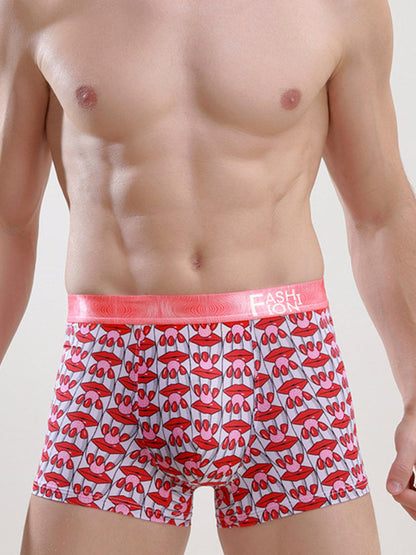 Men's Ice Silk Sexy Breathable Printed Boxers Briefs