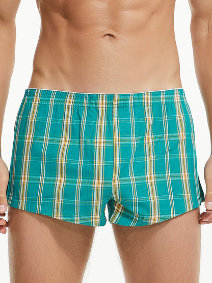 Men's Vent Classic Plaid Cotton Boxers With Fly