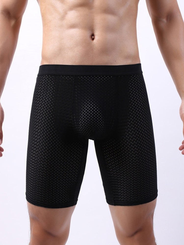 3 Pack Men's Anti-chafing Mesh Long Boxer Briefs