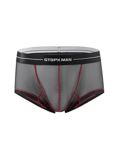 2 Pack Men's Sexy Low-rise Transparent Mesh Trunks