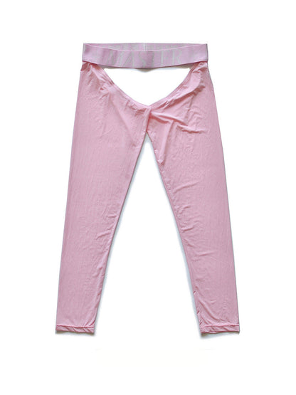 Men's Low-Waist Sexy Hollow Silk-Smooth Semi-Transparent Thermal Pants