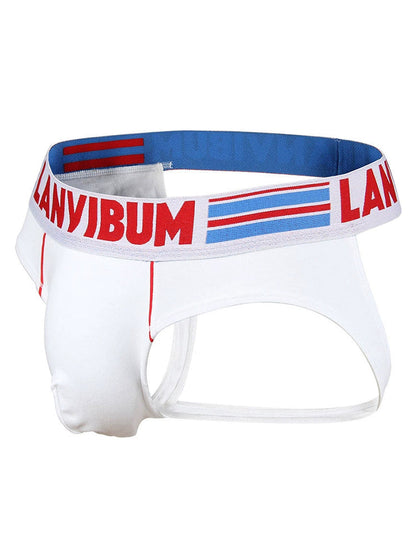2 Pack Men's Cotton Low-Rise U-Convex Solid Color Jockstrap