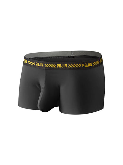 3 Pack Men's Seamless Ice Silk U-Pouch Low Waist Sexy Breathable Trunks