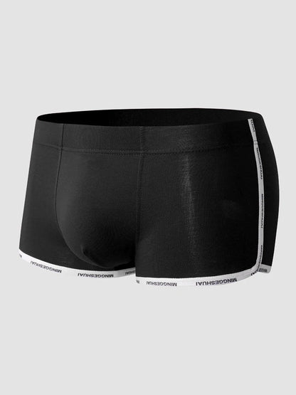Men's Letter Trim Applique Cotton Trunks