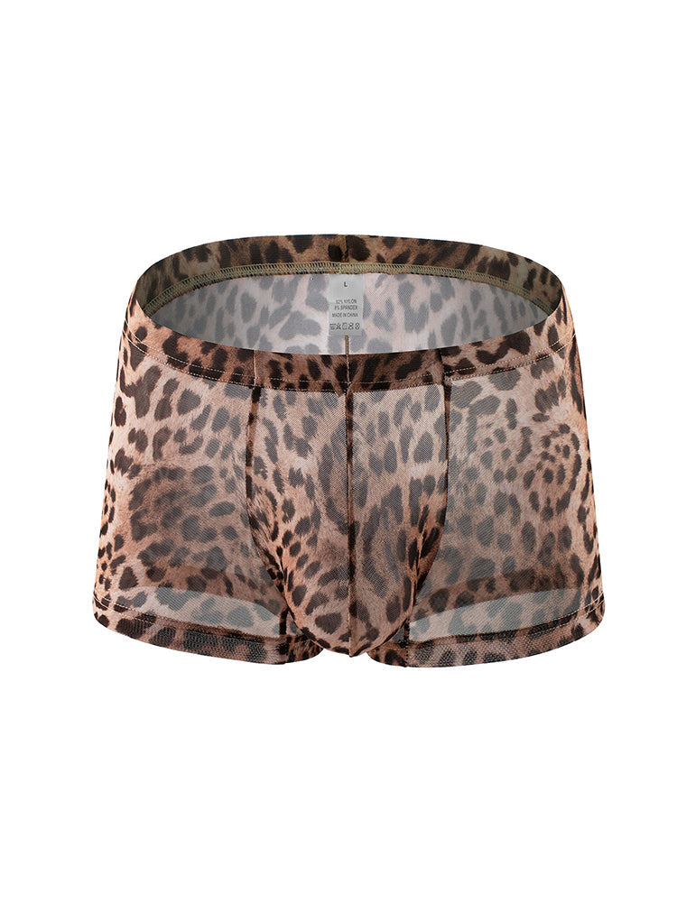 Leopard Print See-through Mesh Trunks