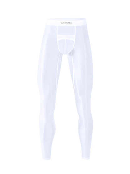 Men's Breathable Semi-transparent Sexy Black Silk Large Pouch Leggings