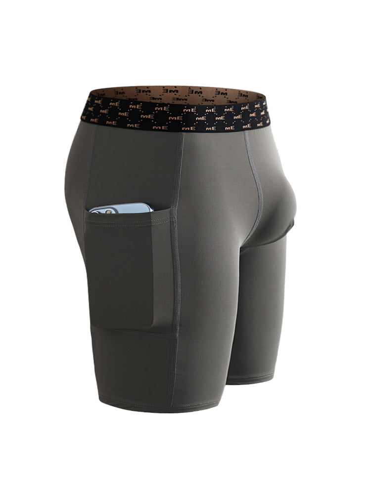 2 Pack Men's Compression Boxer Shorts with Side Pocket