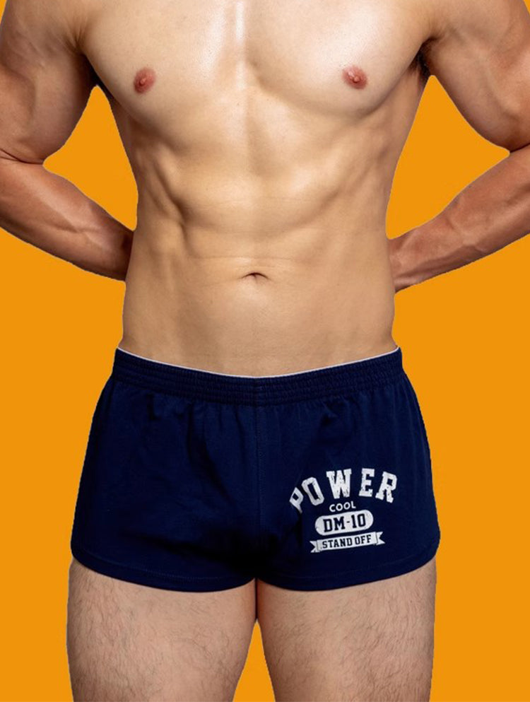 Men's DM Printed Lettering Low Waist Sexy Cotton Boxer Shorts