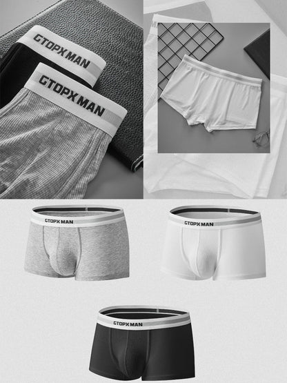 2-Pack Men's Threaded Large Pouch U-convex Sweat-absorbent Breathable Thin Sports Boxer Pants