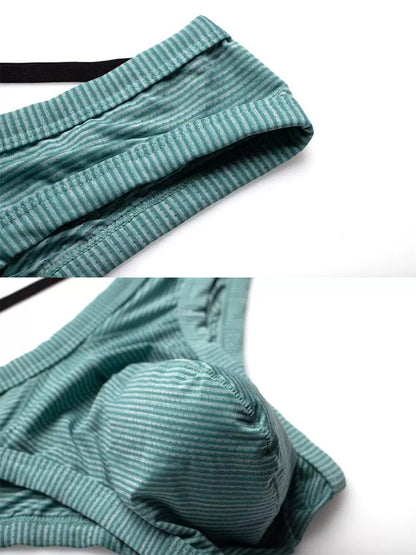 2 Pack Men's Low Rise Back Hollow 3D U-convex Large Pouch T-Back Briefs