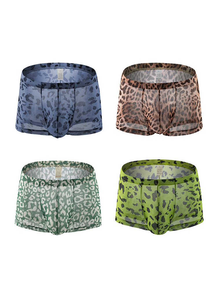Leopard Print See-through Mesh Trunks