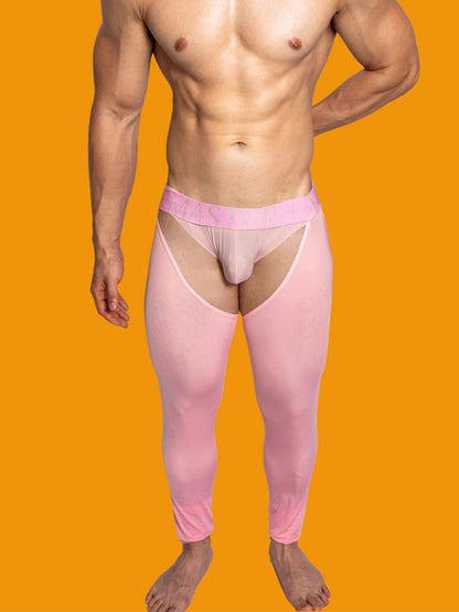 Men's Low-Waist Sexy Hollow Silk-Smooth Semi-Transparent Thermal Pants