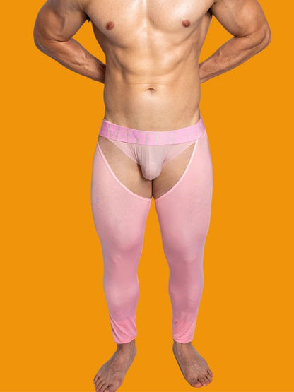 Men's Low-Waist Sexy Hollow Silk-Smooth Semi-Transparent Thermal Pants