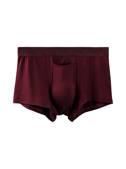 4 Pack Men's Solid Color Separation Pouch Style Separated Breathable Rayon Trunks
