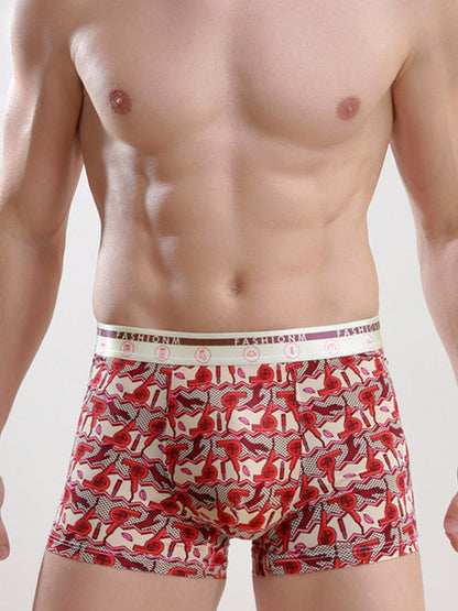 Men's Ice Silk Sexy Breathable Printed Boxers Briefs
