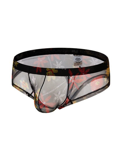 4-pack Men's Lace Print Sheer Mesh Bohemian Boxer Briefs