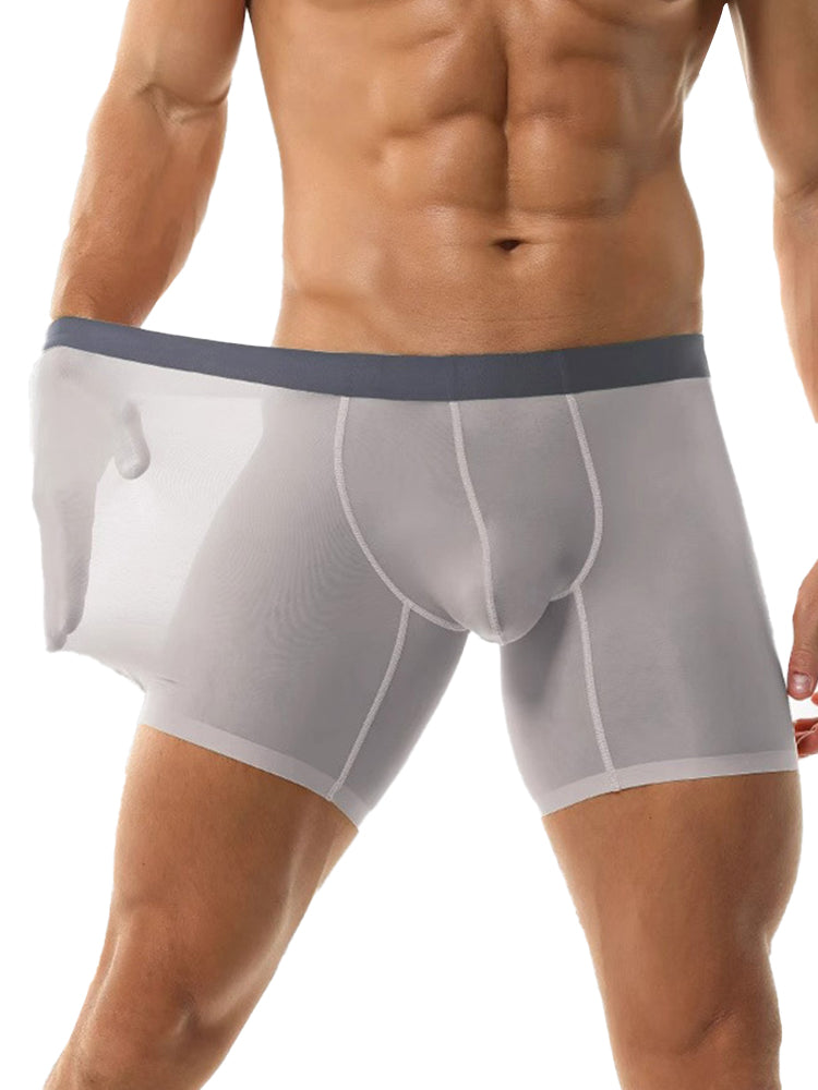 Men's Ice Silk Athletic Long Boxer Briefs