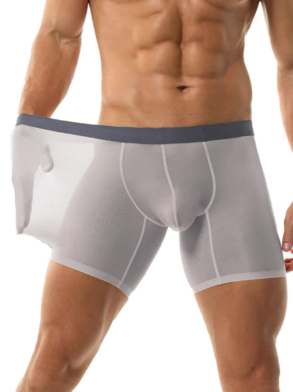 Men's Ice Silk Athletic Long Boxer Briefs