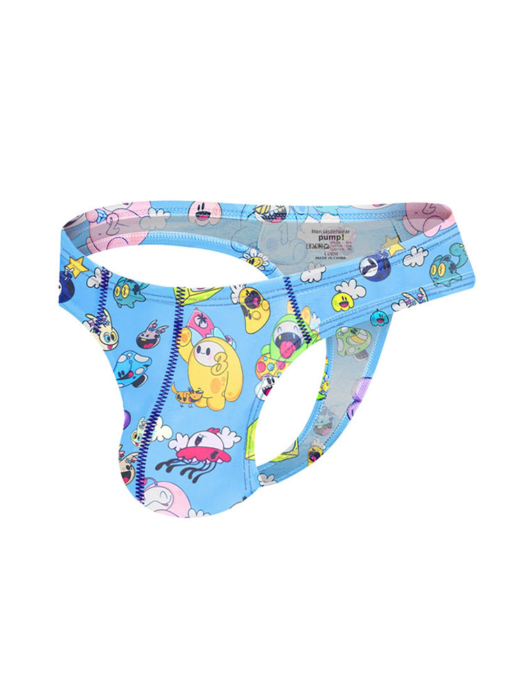 2 Pack Men's Low-Rise Sexy Print Thong