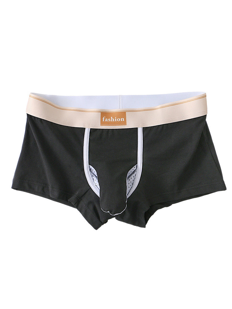 3 Pack Men's Elephant Trunks Gun and Bullet Separation Solid Color Cotton Sexy Boxer Briefs