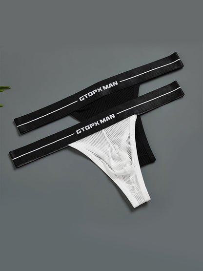 2 Pack Men's Sexy T-Back Mesh Thong
