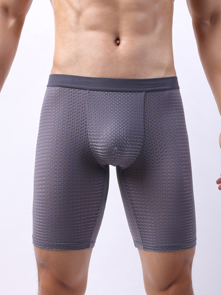 3 Pack Men's Anti-chafing Mesh Long Boxer Briefs