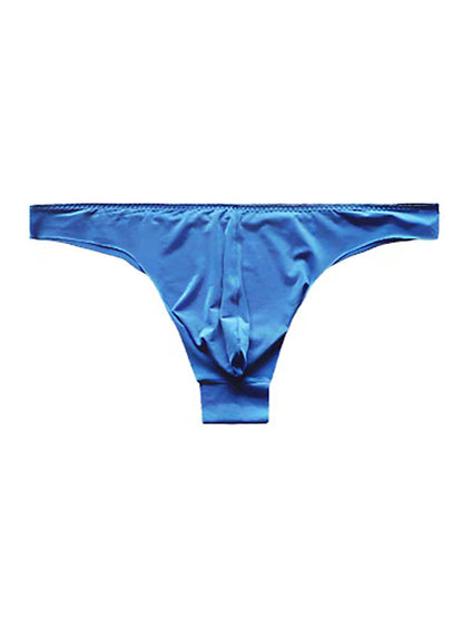 4 Pack Men's Seamless Ice Silk Sports Sexy Solid Color Thong & Strings