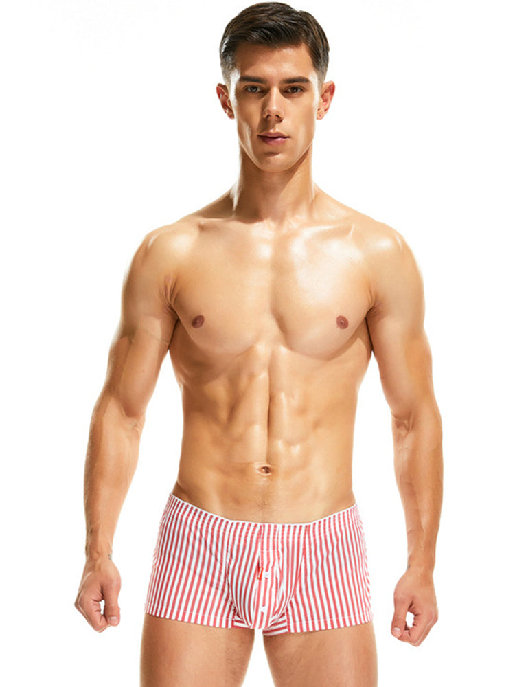 2 Pack Men's Classic Striped Trunks with Button Fly