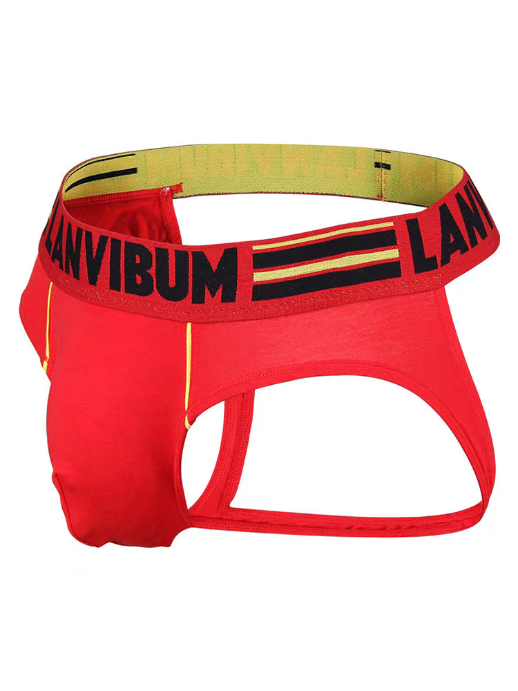 2 Pack Men's Cotton Low-Rise U-Convex Solid Color Jockstrap