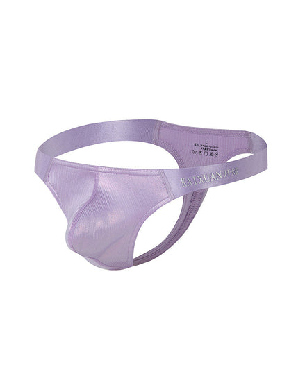 3 Pack Men's Low Waist Transparent Sexy Large Pouch Ice Silk Thong