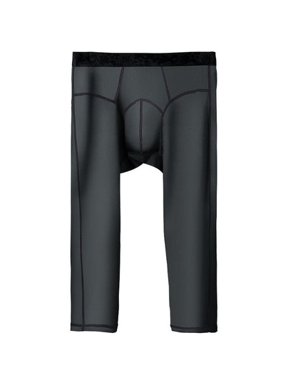 2-pack Men's Large Size High Elastic U-shaped Convex Pocket Warm Cropped Trousers