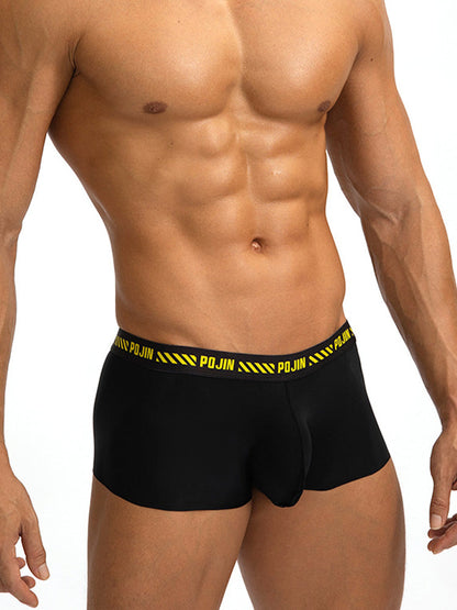 3 Pack Men's Seamless Ice Silk U-Pouch Low Waist Sexy Breathable Trunks