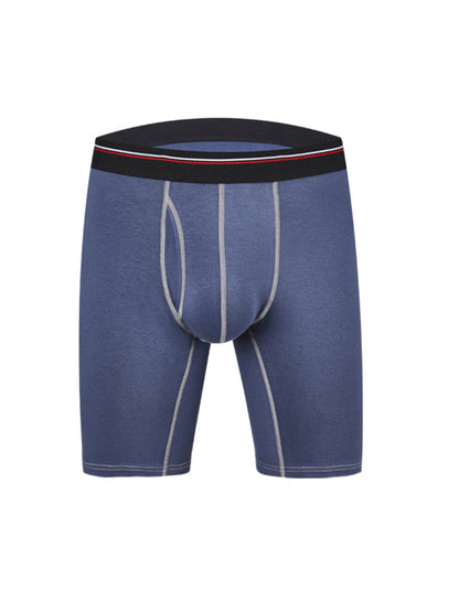 2 Pack Men's Long High Waist Cotton Sports Anti-friction Leg Boxer Briefs