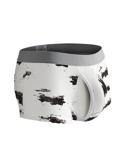 2 Pack Men's U-Pouch Side Vent Printed Trunks