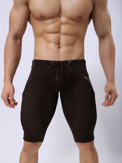Men's Athletic Compression Tight Shorts with Drawstring