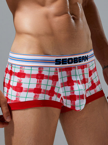Men's Relaxed Plaid U Pouch Trunks