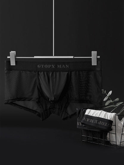 2-Pack Men's Breathable Mesh Ice Silk U-convex Low Waist Boxer Briefs