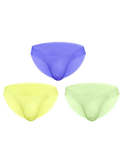2 Pack Men's Solid Color Ribbed Cotton Sports Butt-Lifting Bikini