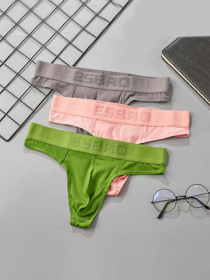 2 Pack Men's Ribbed Butt-Lifting U-Pouch Sexy Thong