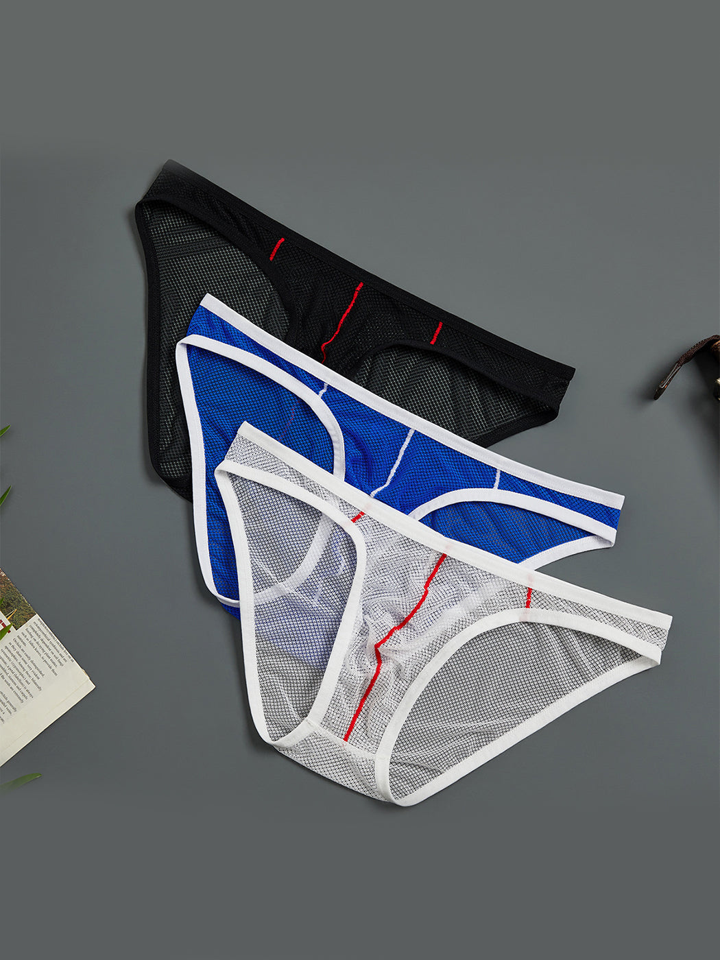 2 Pack Men's See-through Mesh Bikini
