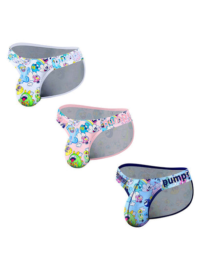 2 Pack Men's Cartoon High-Cut Breathable Bikini