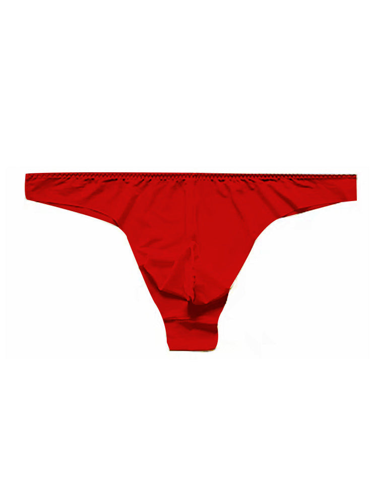 4 Pack Men's Seamless Ice Silk Sports Sexy Solid Color Thong & Strings