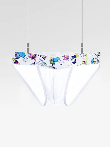 2 Pack Men's High-Cut Cartoon Waistband Breathable Semi-Transparent Bikini
