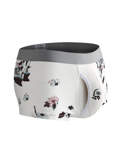2 Pack Men's U-Pouch Side Vent Printed Trunks