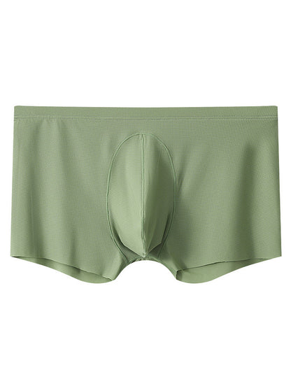 3 Pack Men's Ice Silk Mesh Large Pouch Solid Color Sexy Trunks