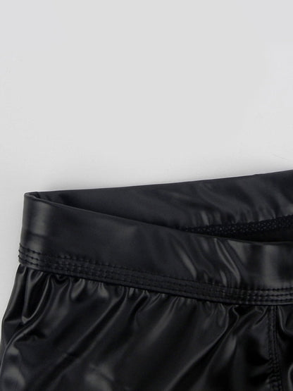 2-pack Men's Leather Hollow Hip-revealing Large Pouch Boxer Briefs